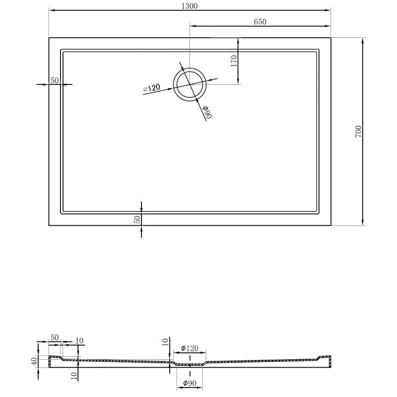 Mexen Flow brodzik prostokątny slim 70 x 130 cm, biały połysk - 46R107013