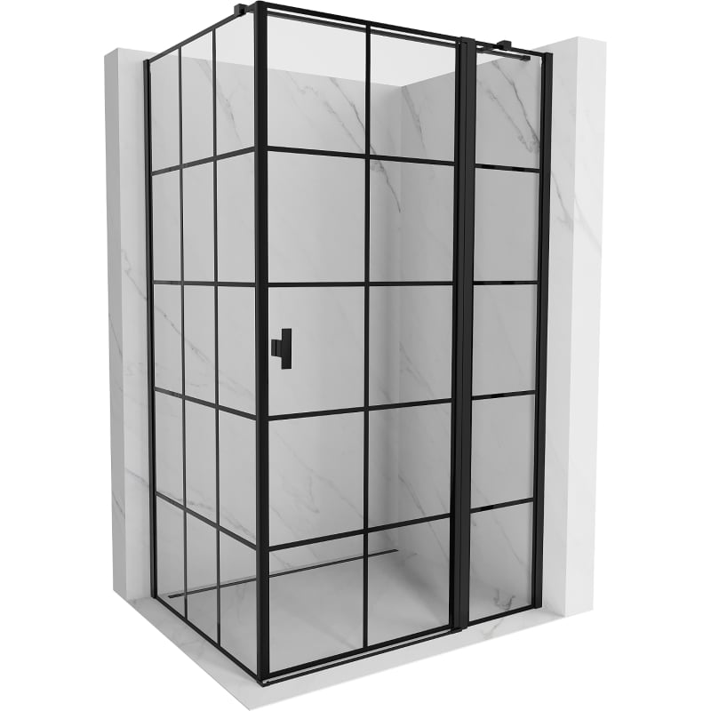 Mexen Mist T kabina prysznicowa uchylna prawa 100 x 110 cm, czarna kratka, czarna - 8A4T-100-110-70-77-P