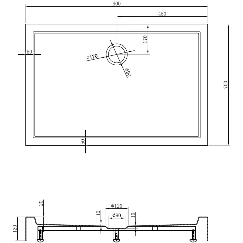 Mexen Flow+ brodzik prostokątny 70 x 90 cm, biały połysk - 46R107090H