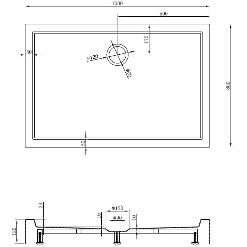 Mexen Flow+ brodzik prostokątny 80 x 100 cm, biały połysk - 46R108010H