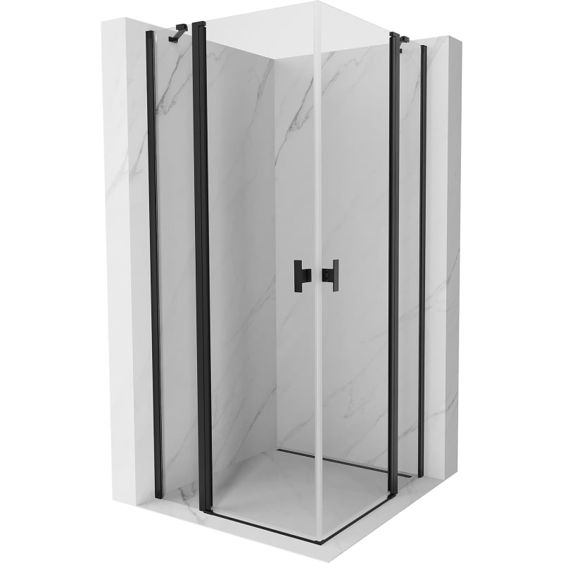 Mexen Mist Duo kabina prysznicowa uchylna 120 x 120 cm, transparent, czarna - 8A4-120-120-70-00