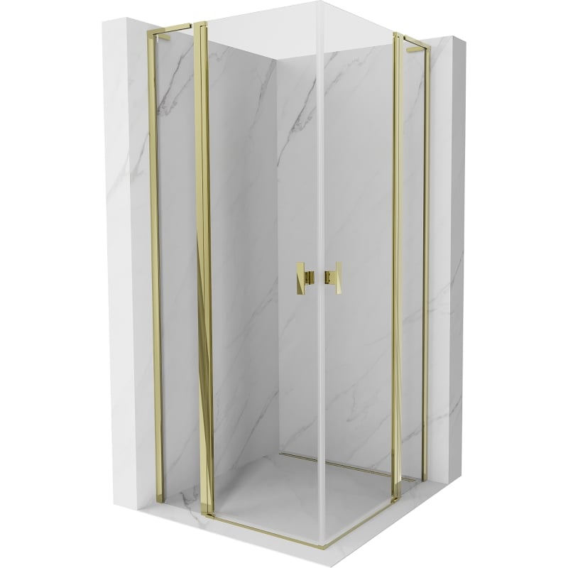 Mexen Mist L Duo kabina prysznicowa uchylna 95 x 95 cm, transparent, złota - 8A4L-095-095-50-00
