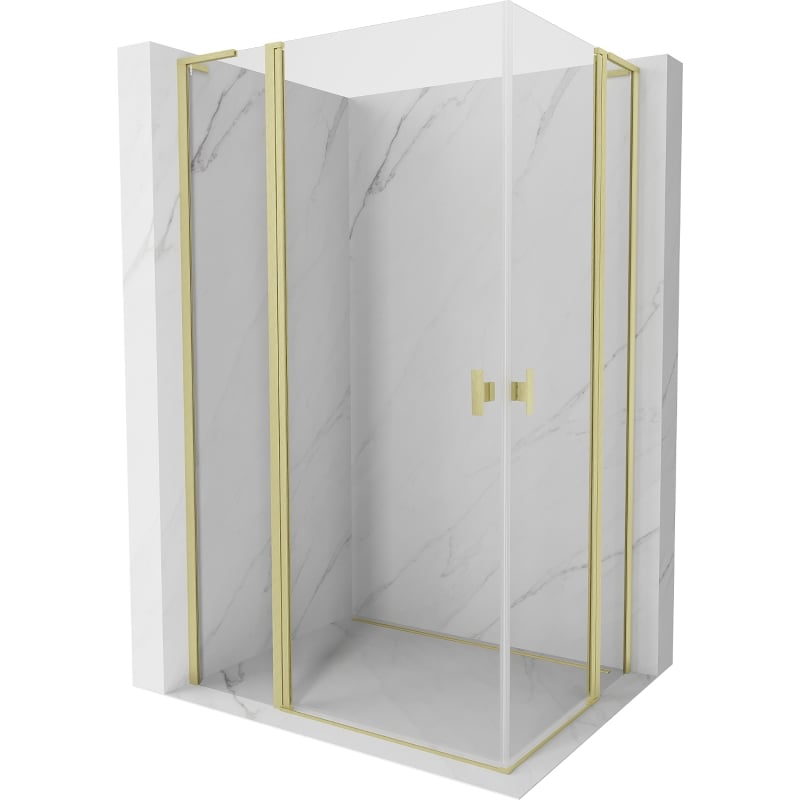 Mexen Mist L Duo kabina prysznicowa uchylna 100 x 95 cm, transparent, złota szczotkowana - 8A4L-100-095-55-00