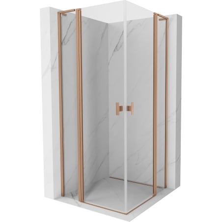 Mexen Mist L Duo kabina prysznicowa uchylna 90 x 90 cm, transparent, miedź szczotkowana - 8A4L-090-090-65-00