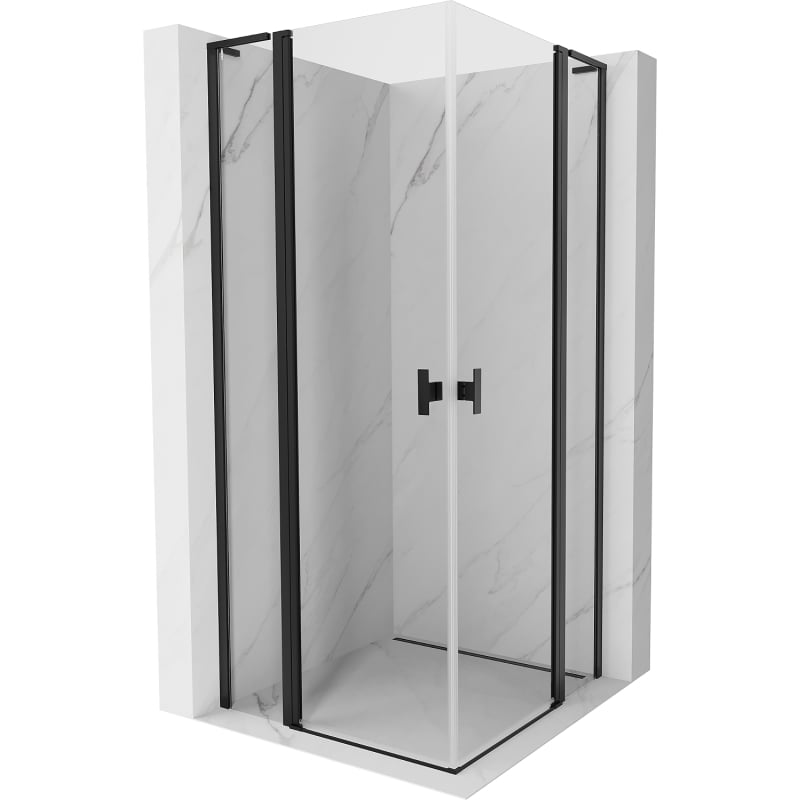 Mexen Mist L Duo kabina prysznicowa uchylna 110 x 110 cm, transparent, czarna - 8A4L-110-110-70-00