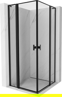 Mexen Mist L Duo kabina prysznicowa uchylna 90 x 90 cm, czarna ramka, czarna - 8A4L-090L-090P-70-70