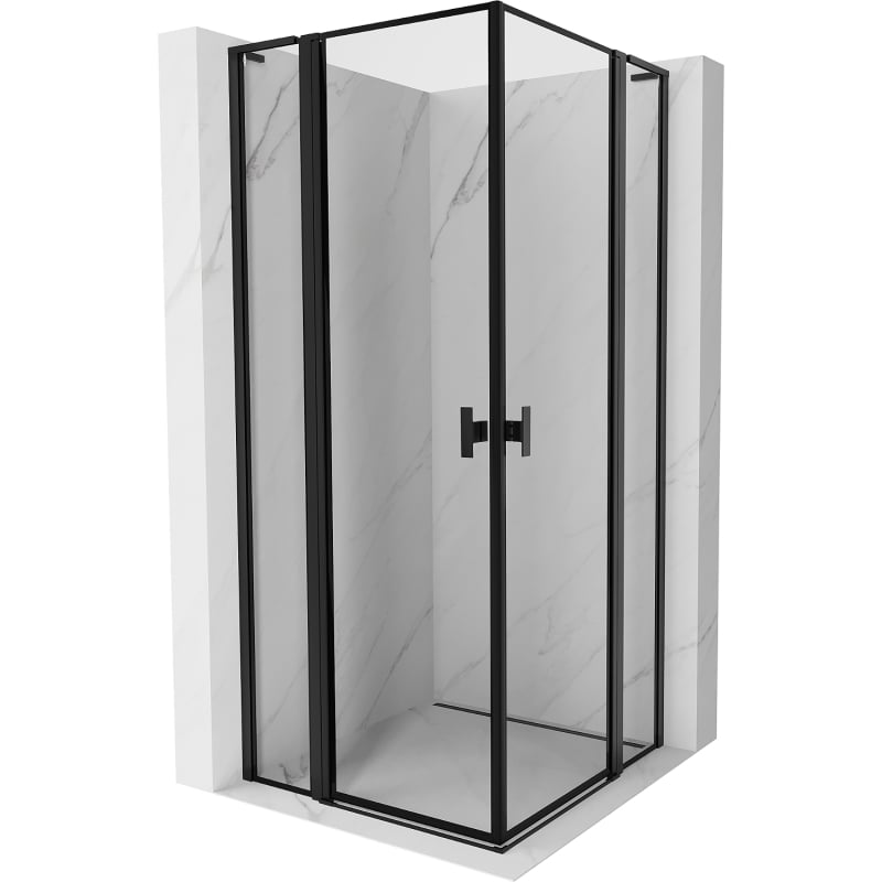 Mexen Mist L Duo kabina prysznicowa uchylna 100 x 100 cm, czarna ramka, czarna - 8A4L-100L-100P-70-70