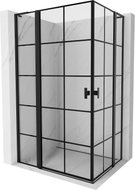 Mexen Mist L Duo kabina prysznicowa uchylna 115 x 90 cm, czarna kratka, czarna - 8A4L-115L-090P-70-77