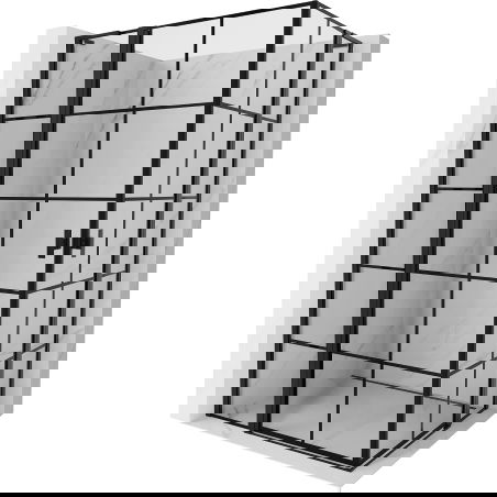 Mexen Mist L Duo kabina prysznicowa uchylna 100 x 95 cm, czarna kratka, czarna - 8A4L-100L-095P-70-77
