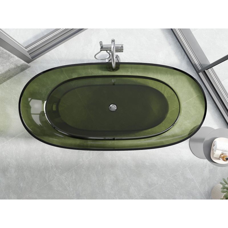 Mexen Pure wanna wolnostojąca transparentna 170 x 80 cm, olive, korek chrom - 58071708001