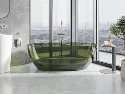 Mexen Pure olive wanna wolnostojąca transparentna 170 x 80 cm, korek chrom - 58071708001