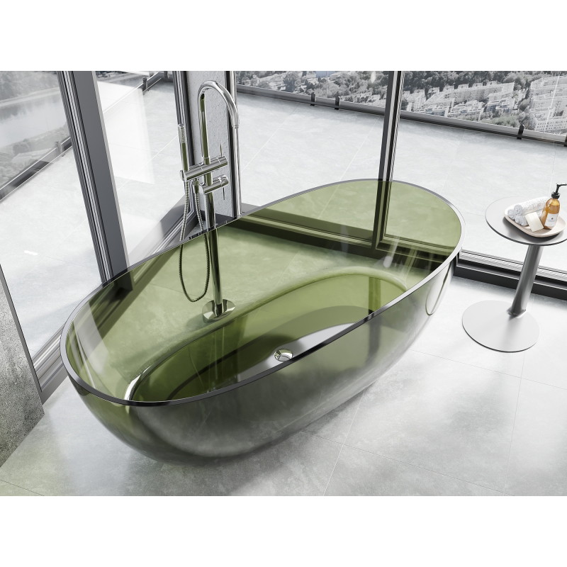 Mexen Pure wanna wolnostojąca transparentna 170 x 80 cm, olive, korek chrom - 58071708001