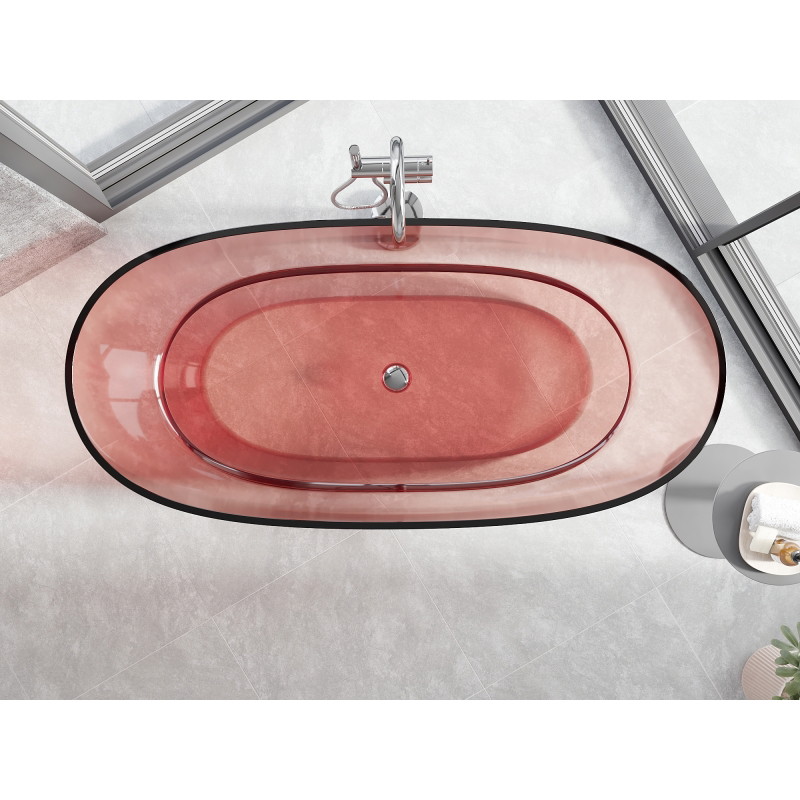 Mexen Pure coral wanna wolnostojąca transparentna 170 x 80 cm, korek chrom - 58071708004
