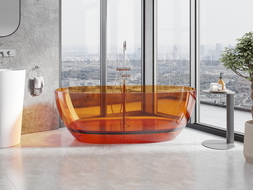 Mexen Pure rust wanna wolnostojąca transparentna 170 x 80 cm, korek chrom - 58071708006