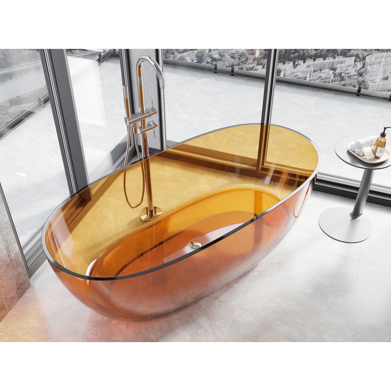 Mexen Pure wanna wolnostojąca transparentna 170 x 80 cm, rust, korek chrom - 58071708006
