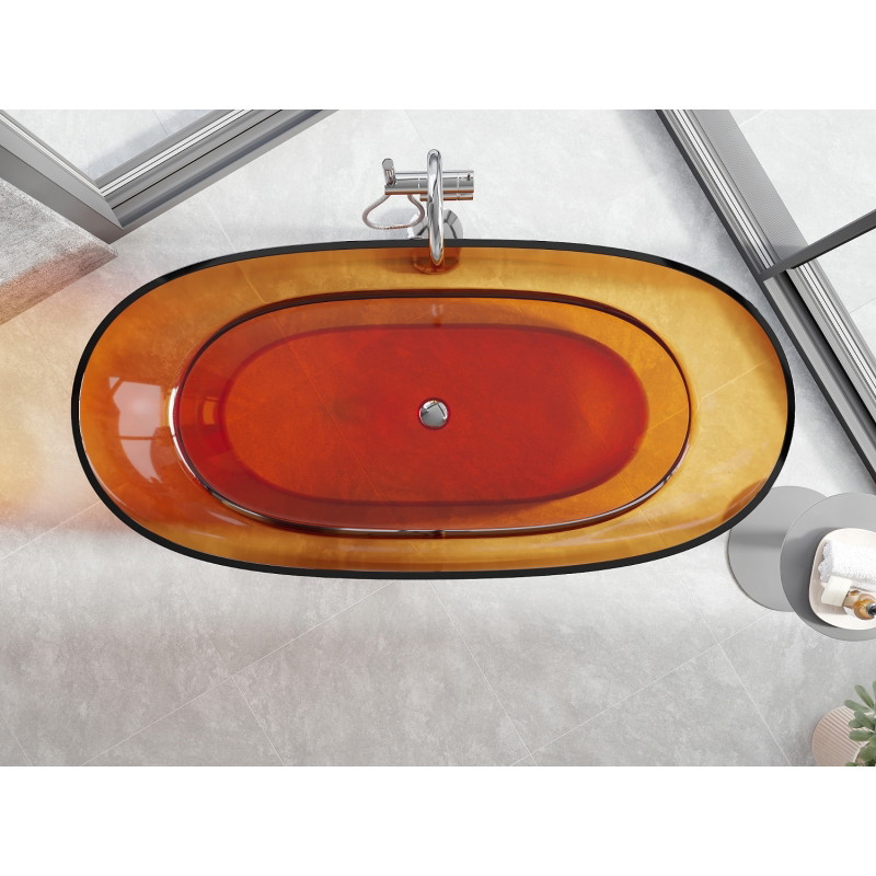 Mexen Pure rust wanna wolnostojąca transparentna 170 x 80 cm, korek chrom - 58071708006