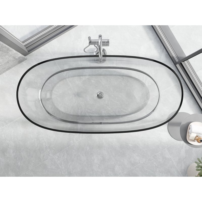 Mexen Pure clear wanna wolnostojąca transparentna 170 x 80 cm, korek chrom - 58071708008