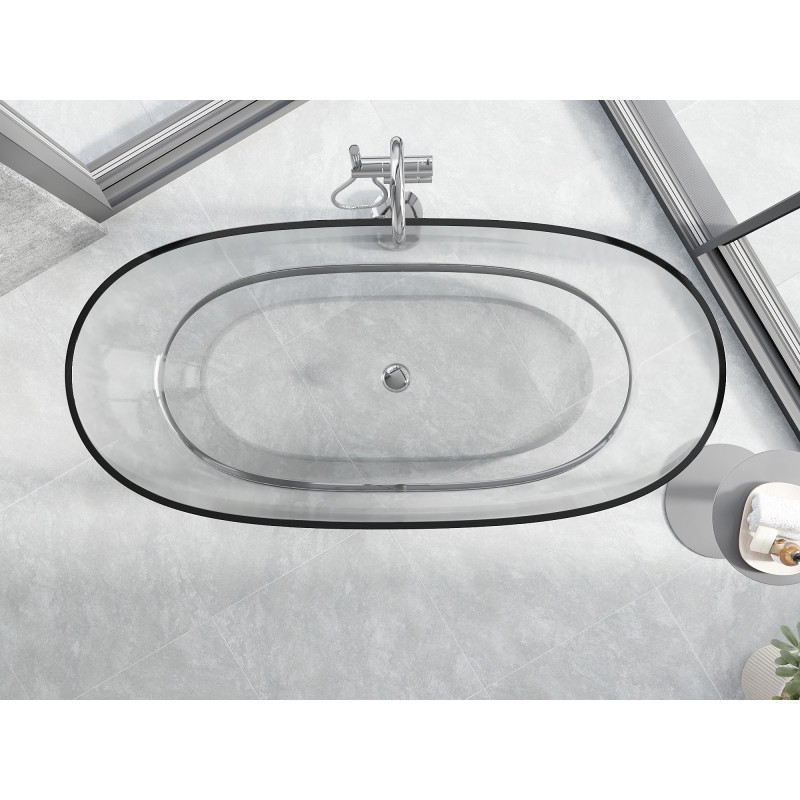 Mexen Pure wanna wolnostojąca transparentna 170 x 80 cm, clear, korek chrom - 58071708008