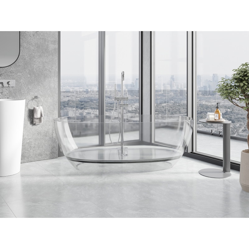 Mexen Pure clear wanna wolnostojąca transparentna 170 x 80 cm, korek chrom - 58071708008