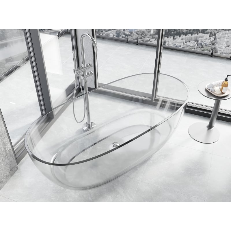 Mexen Pure clear wanna wolnostojąca transparentna 170 x 80 cm, korek chrom - 58071708008