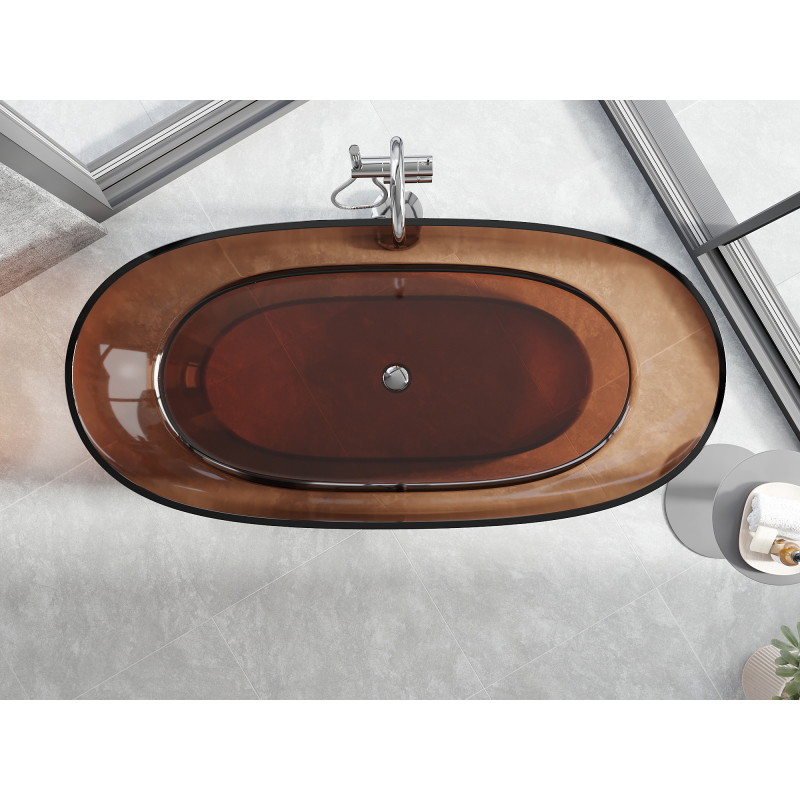 Mexen Pure cherry wanna wolnostojąca transparentna 170 x 80 cm, korek chrom - 58071708009