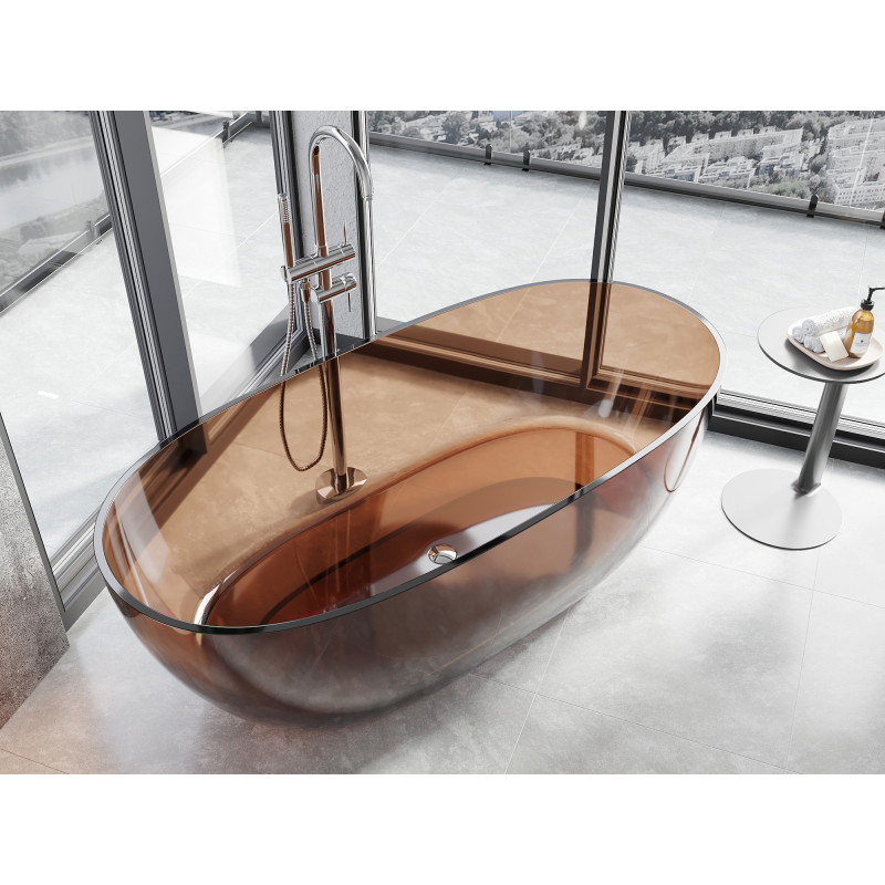 Mexen Pure cherry wanna wolnostojąca transparentna 170 x 80 cm, korek chrom - 58071708009