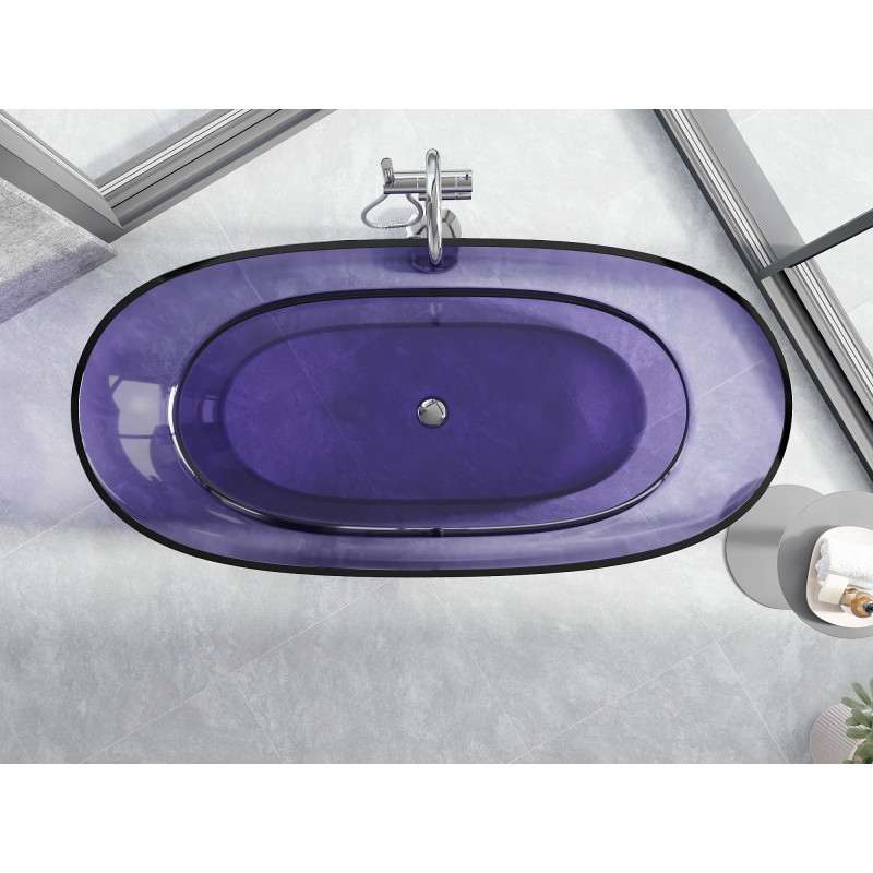 Mexen Pure dark slate blue wanna wolnostojąca transparentna 170 x 80 cm, korek chrom - 58071708010