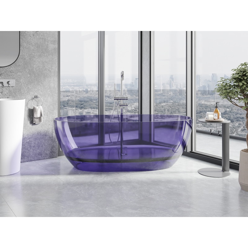 Mexen Pure wanna wolnostojąca transparentna 170 x 80 cm, dark slate blue, korek chrom - 58071708010