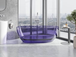 Mexen Pure dark slate blue wanna wolnostojąca transparentna 170 x 80 cm, korek chrom - 58071708010