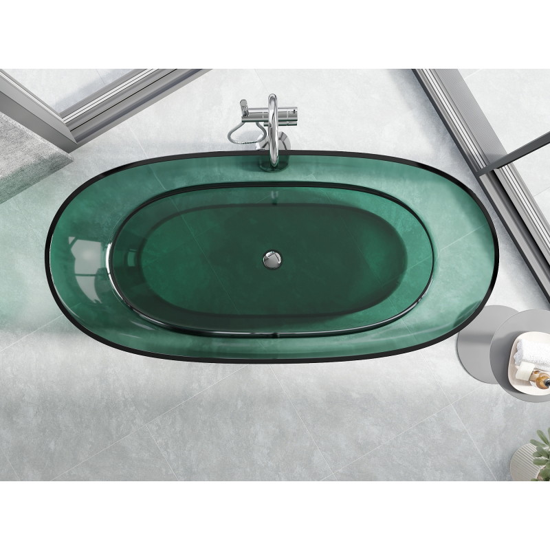 Mexen Pure teal wanna wolnostojąca transparentna 170 x 80 cm, korek chrom - 58071708011