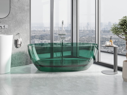 Mexen Pure teal wanna wolnostojąca transparentna 170 x 80 cm, korek chrom - 58071708011