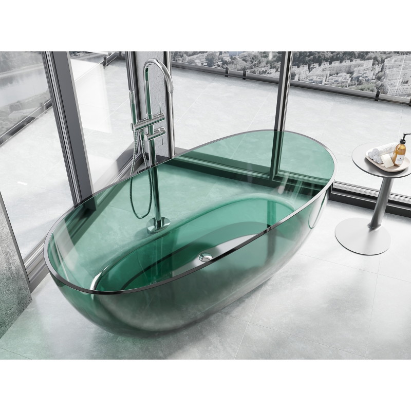 Mexen Pure teal wanna wolnostojąca transparentna 170 x 80 cm, korek chrom - 58071708011