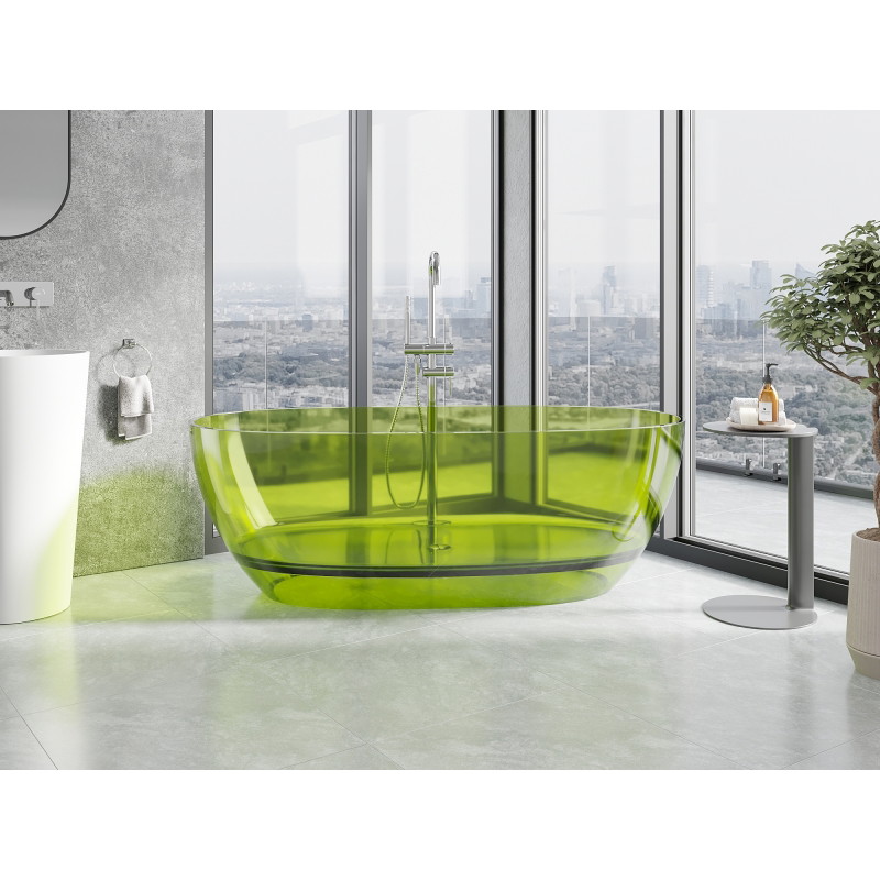 Mexen Pure lime wanna wolnostojąca transparentna 170 x 80 cm, korek chrom - 58071708012
