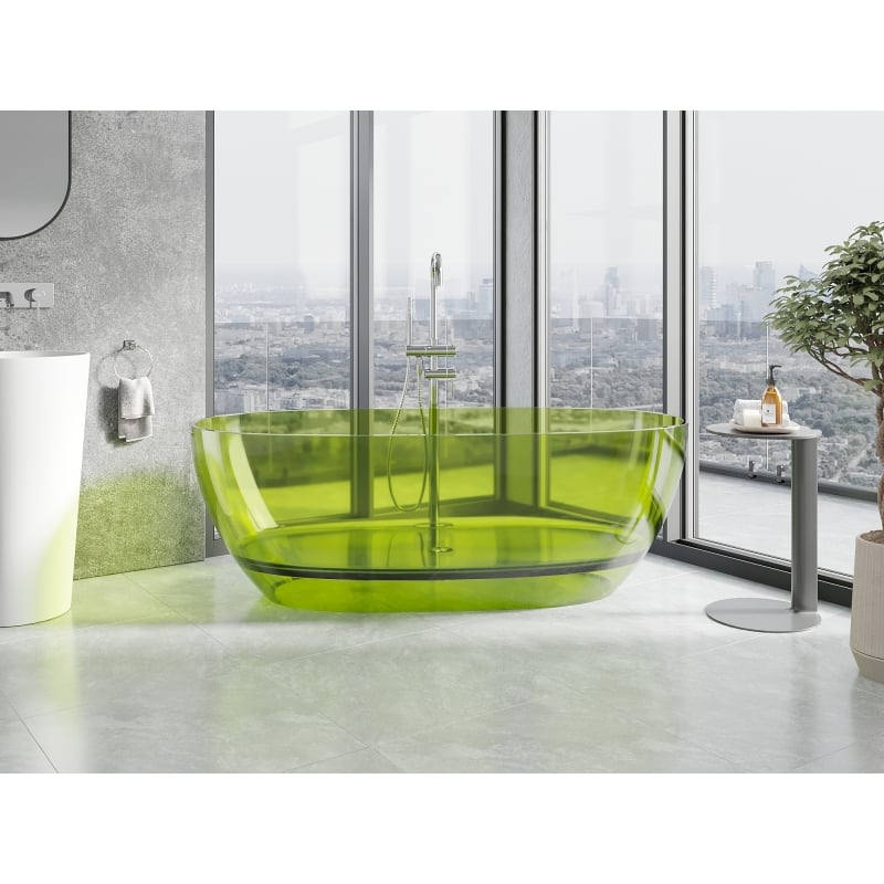 Mexen Pure wanna wolnostojąca transparentna 170 x 80 cm, lime, korek chrom - 58071708012