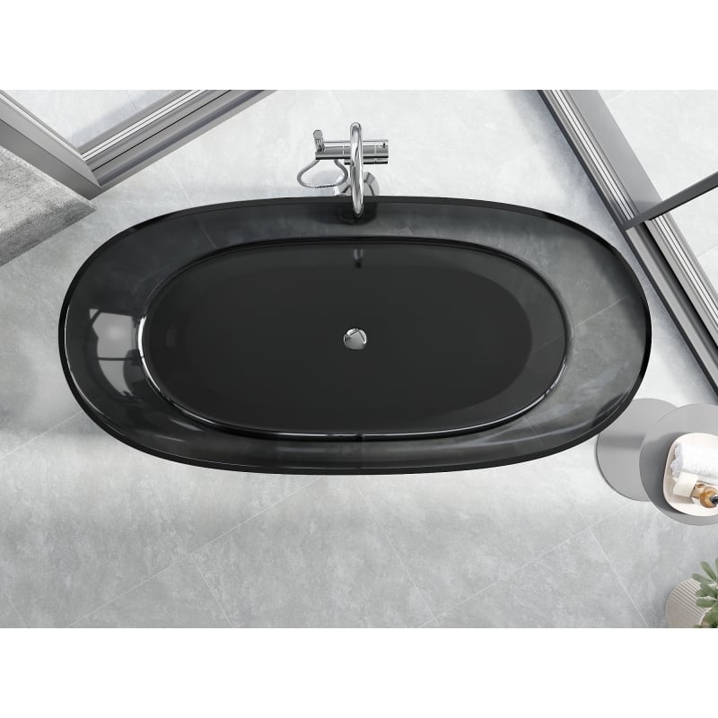 Mexen Pure black wanna wolnostojąca transparentna 170 x 80 cm, korek chrom - 58071708013
