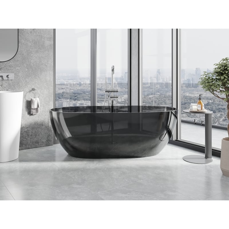 Mexen Pure black wanna wolnostojąca transparentna 170 x 80 cm, korek chrom - 58071708013