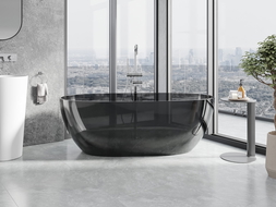Mexen Pure black wanna wolnostojąca transparentna 170 x 80 cm, korek chrom - 58071708013