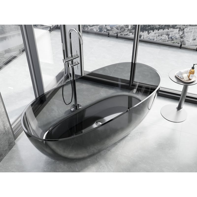 Mexen Pure black wanna wolnostojąca transparentna 170 x 80 cm, korek chrom - 58071708013
