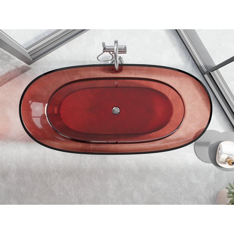 Mexen Pure rose wanna wolnostojąca transparentna 170 x 80 cm, korek chrom - 58071708014