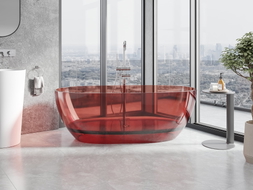 Mexen Pure wanna wolnostojąca transparentna 170 x 80 cm, rose, korek chrom - 58071708014