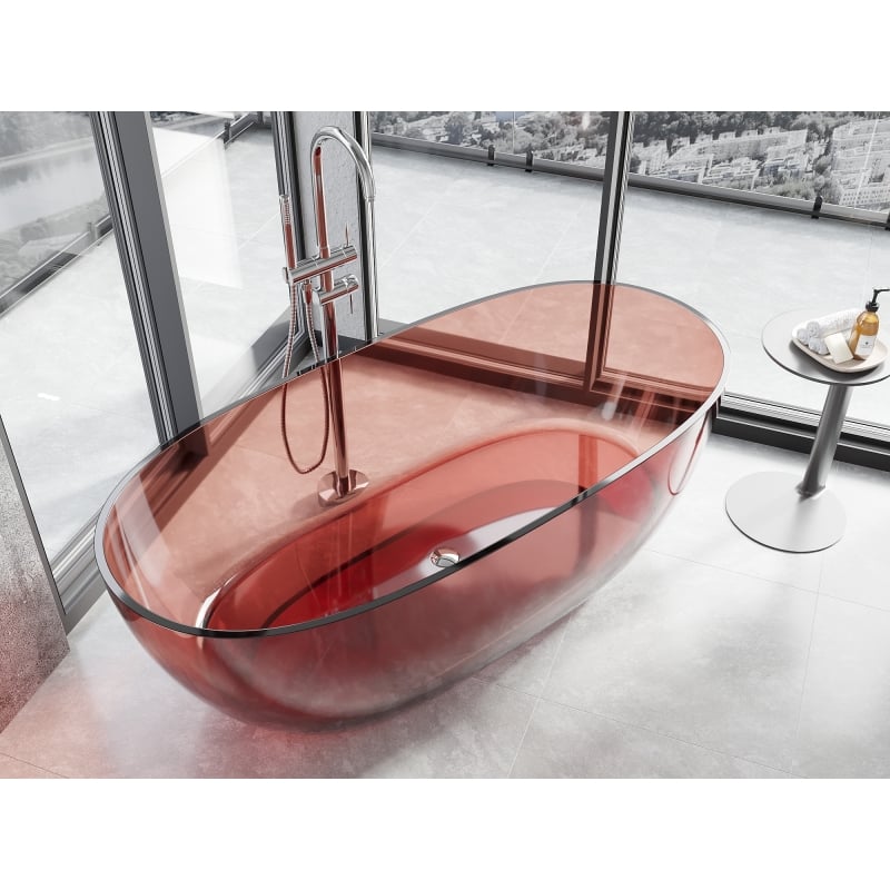 Mexen Pure rose wanna wolnostojąca transparentna 170 x 80 cm, korek chrom - 58071708014