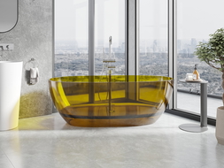 Mexen Pure honey wanna wolnostojąca transparentna 170 x 80 cm, korek chrom - 58071708015