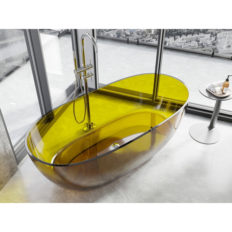 Mexen Pure wanna wolnostojąca transparentna 170 x 80 cm, honey, korek chrom - 58071708015