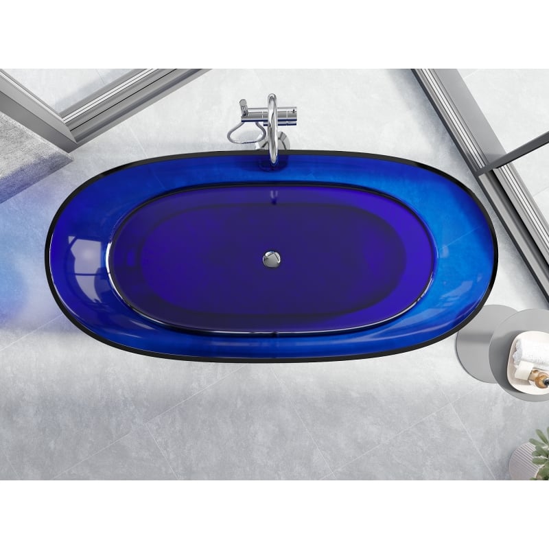 Mexen Pure sapphire wanna wolnostojąca transparentna 170 x 80 cm, korek chrom - 58071708016