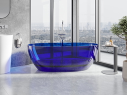 Mexen Pure wanna wolnostojąca transparentna 170 x 80 cm, sapphire, korek chrom - 58071708016