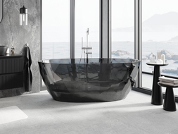 Mexen Orax black wanna wolnostojąca transparentna 170 x 80 cm, korek chrom - 58081708013