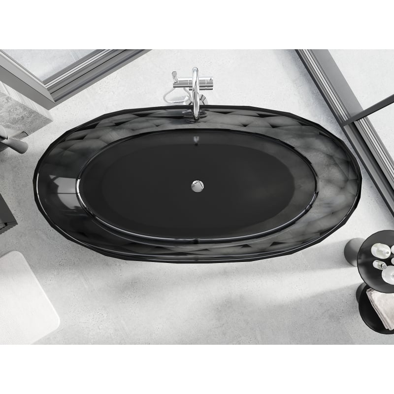 Mexen Orax black wanna wolnostojąca transparentna 170 x 80 cm, korek chrom - 58081708013