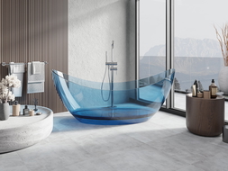 Mexen Vea denim wanna wolnostojąca transparentna 180 x 80 cm, korek chrom - 58091808007