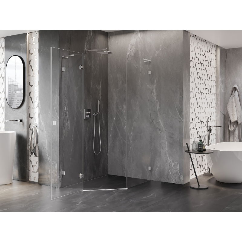 Mexen Lunar L kabina prysznicowa pięciokątna uchylna lewa 80 x 90 cm, transparent, chrom - 831L-080L-090P-01-00-L