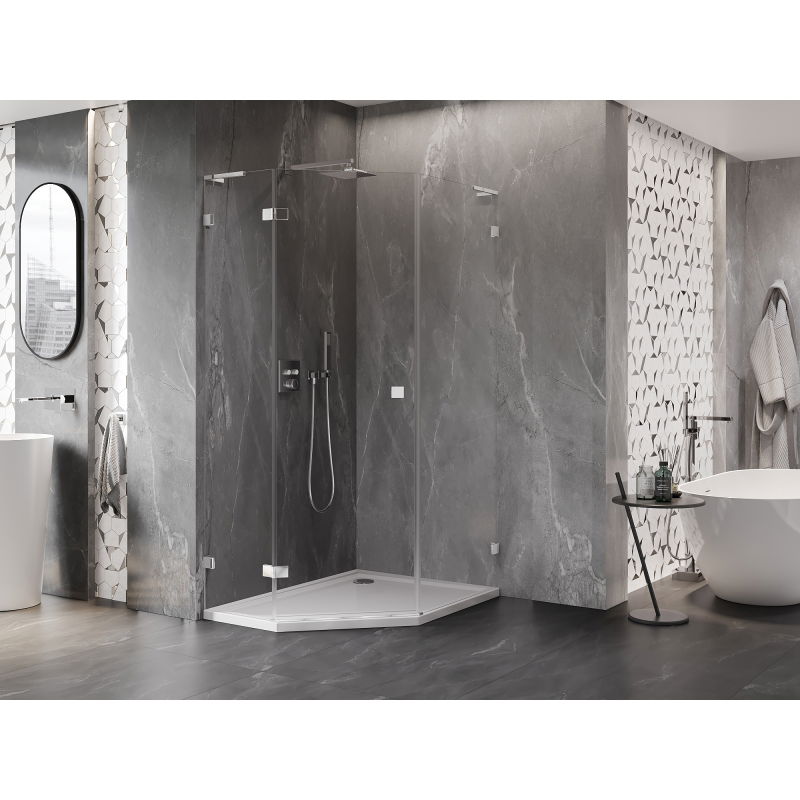 Mexen Lunar L kabina prysznicowa pięciokątna uchylna lewa 90 x 100 cm, transparent, chrom - 831L-090L-100P-01-00-L